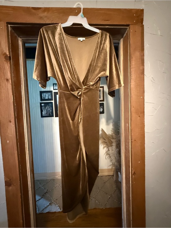 Baltic Born Other - Baltic Born Gold Velvet Wrap Maxi Dress